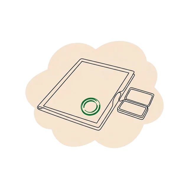 Porte-document et feuille tamponnée