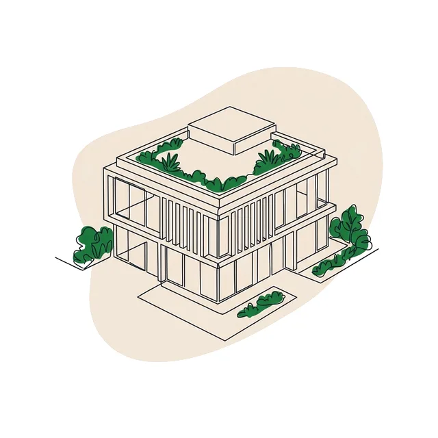 Immeuble de bureaux à toiture végétalisée