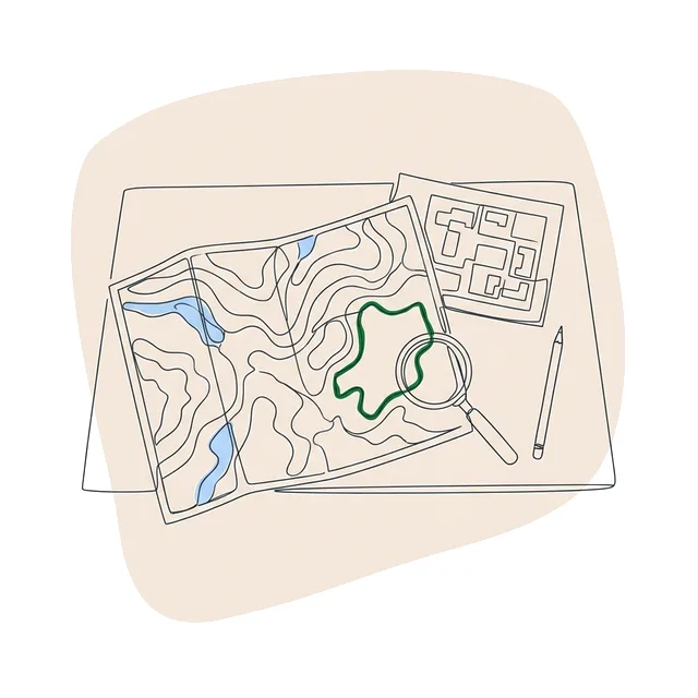 Carte topographique et plan de masse sur un bureau